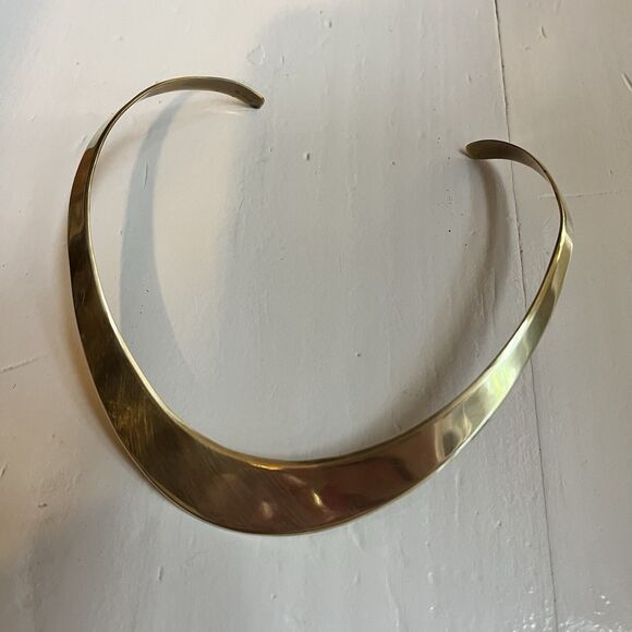 Brass Collar Choker Statement Necklace Vintage Mexico Adjustable Boho Tribal - Picture 3 of 7